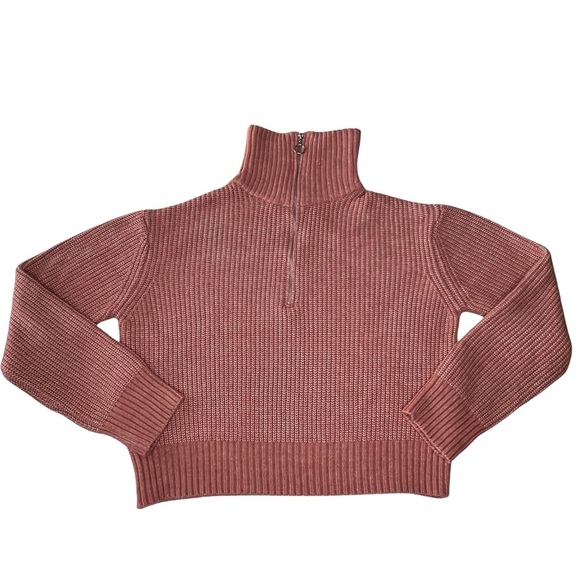 Jessica Simpson Sweater Half Zip Long Sleeve Mock Neck Coral Pink Medium M - Picture 11 of 13